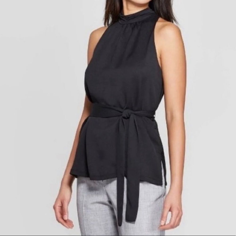Prologue black sleeveless mock neck top size small